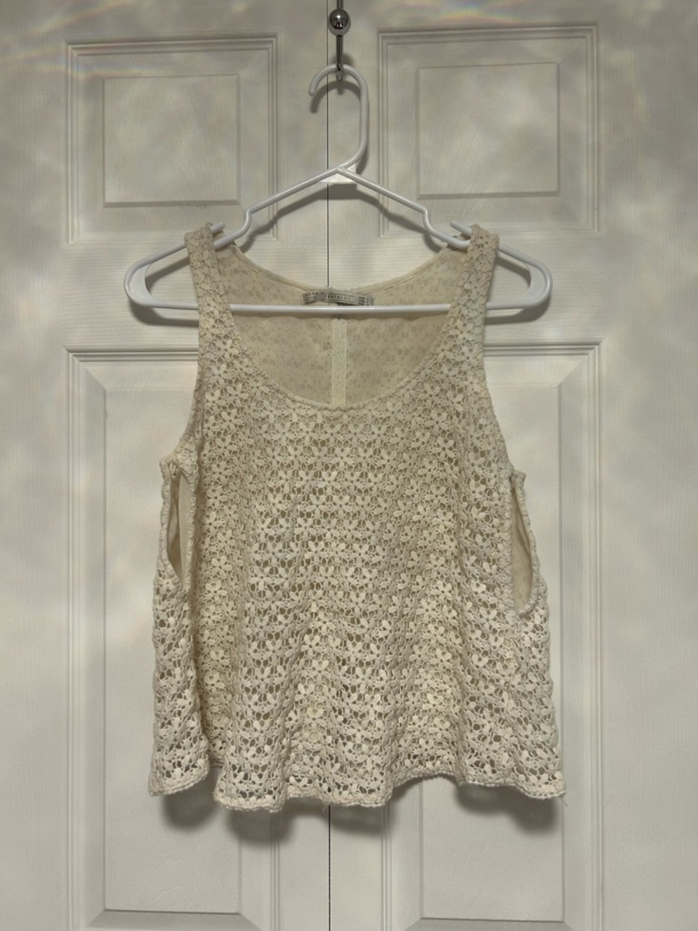 Zara Cream Crochet Lace Tank Top